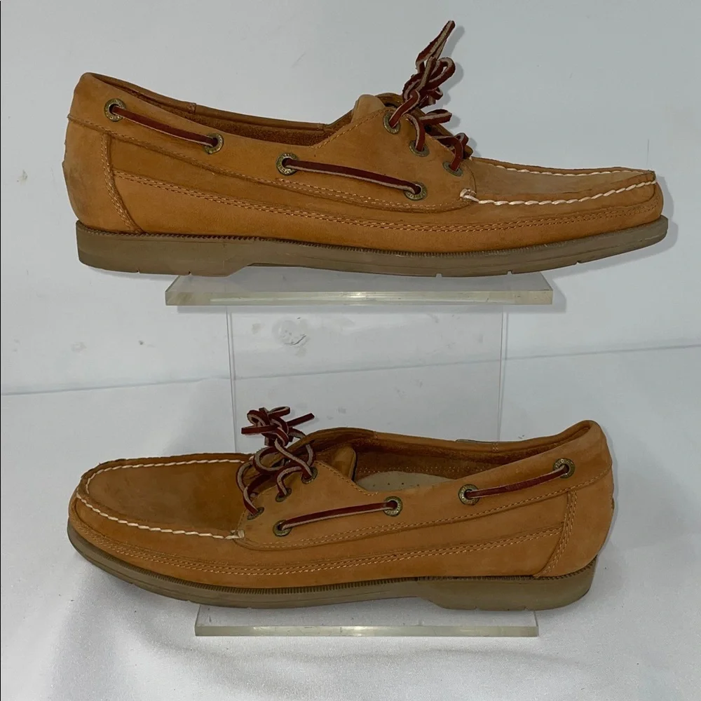ROCKPORT LEATHER NUBUCK TAN BOAT SHOES FTL-02-050
